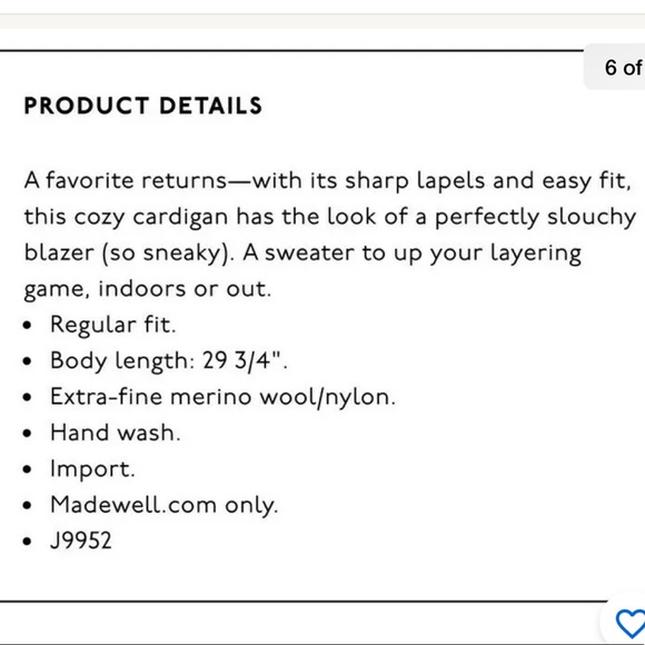 🎈last price Madewell merino blazer sweater/coat - Picture 5 of 8